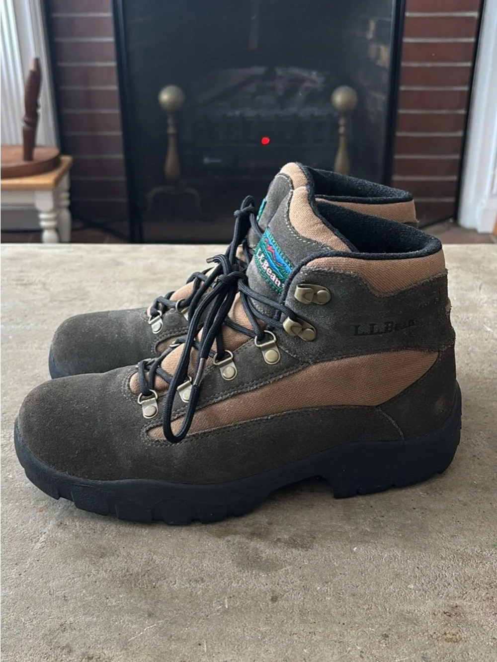 Vtg L.L Bean Brown Suede/Canvas Hiking Trail Lace-Up Boots Women’s Sz 9 Medium